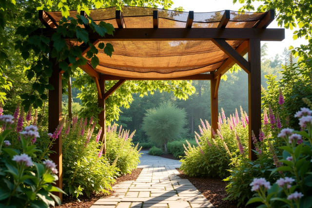 toile de camouflage sur une pergola