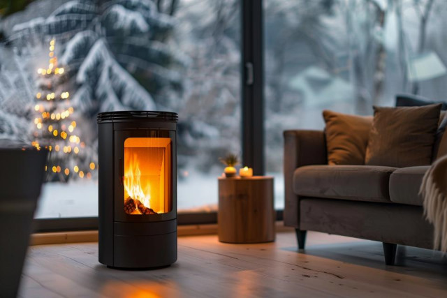 poêle à granulés en hiver